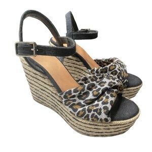CASTANER 
Leopard Wedge Sandals In Black size 39 NWOT